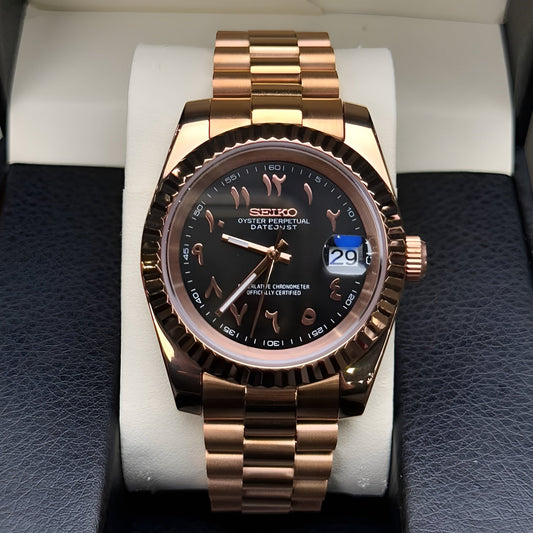 MONTURE® Rose Gold Chocolate Arabic Dial